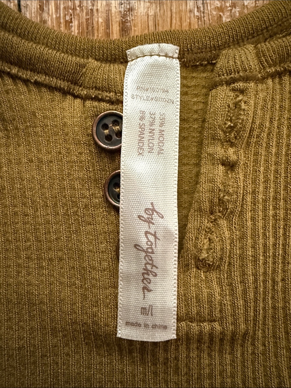 By Together ribbed Henley crop tank military green olive M/L